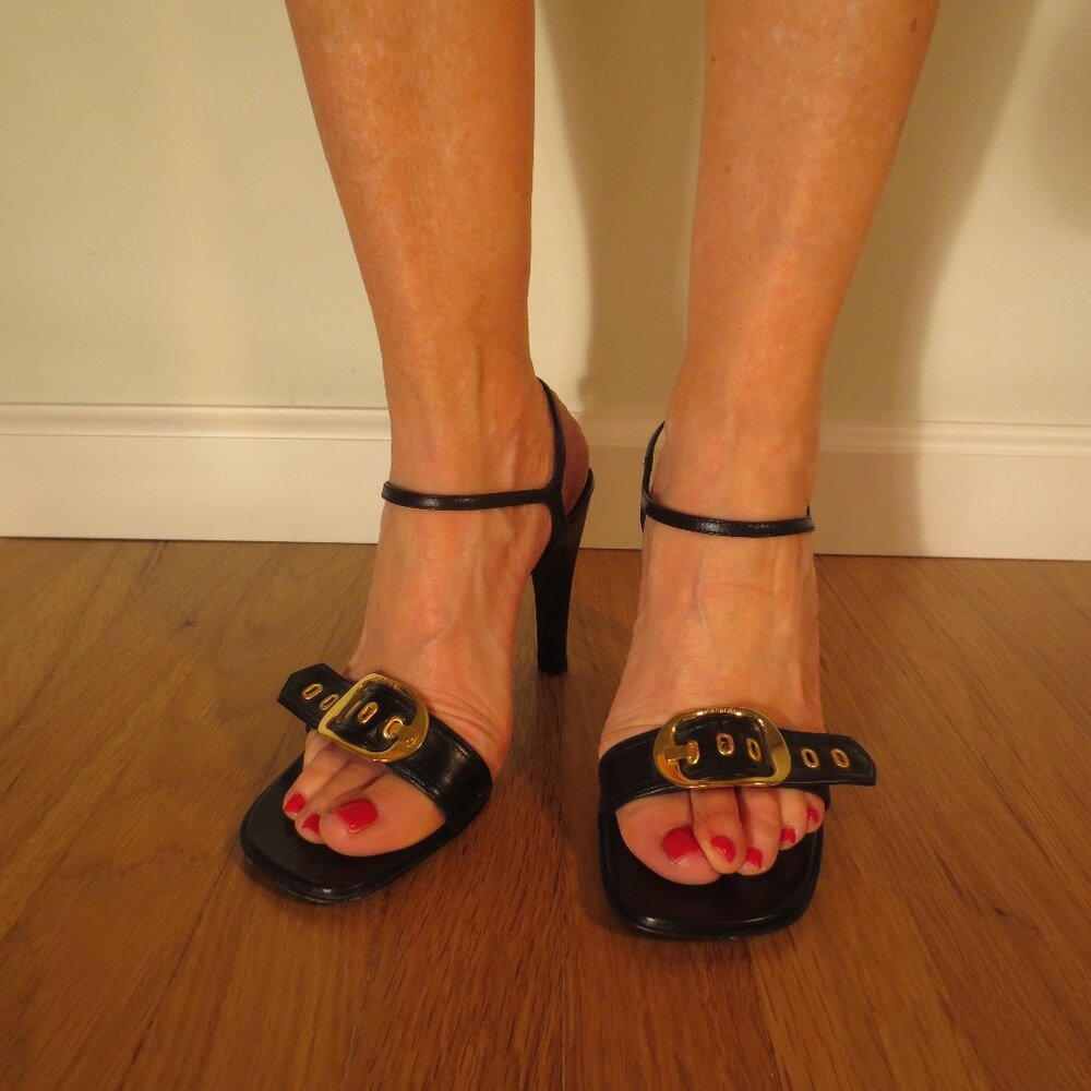 1 WEEK FINAL Last Chance CASADEI Black Buckle Design High Heel Sandals